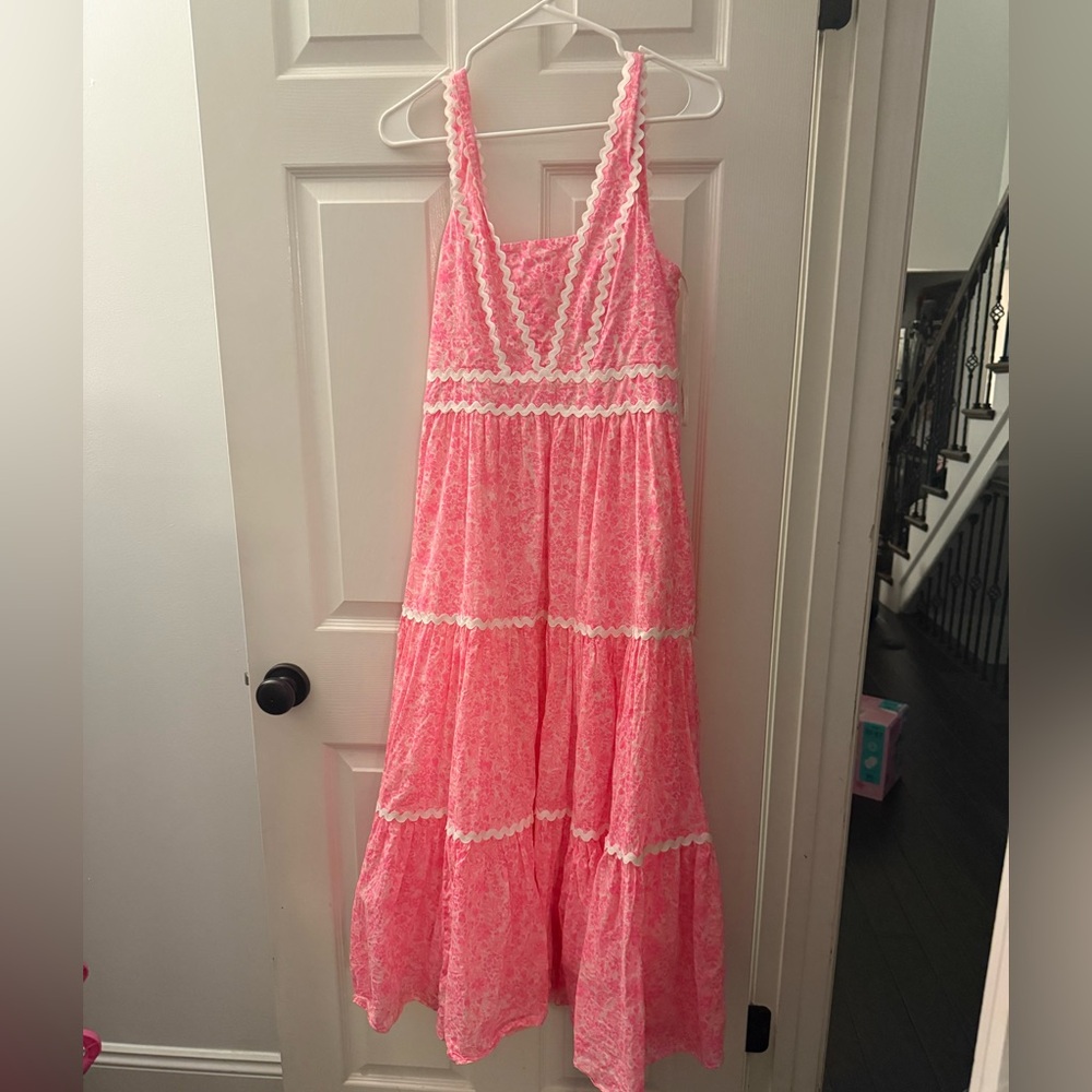 Lilly Pulitzer Pollie Midi Dress, Cotton Pink Shandy Invest a Gator, Sz 2 - Picture 4 of 5